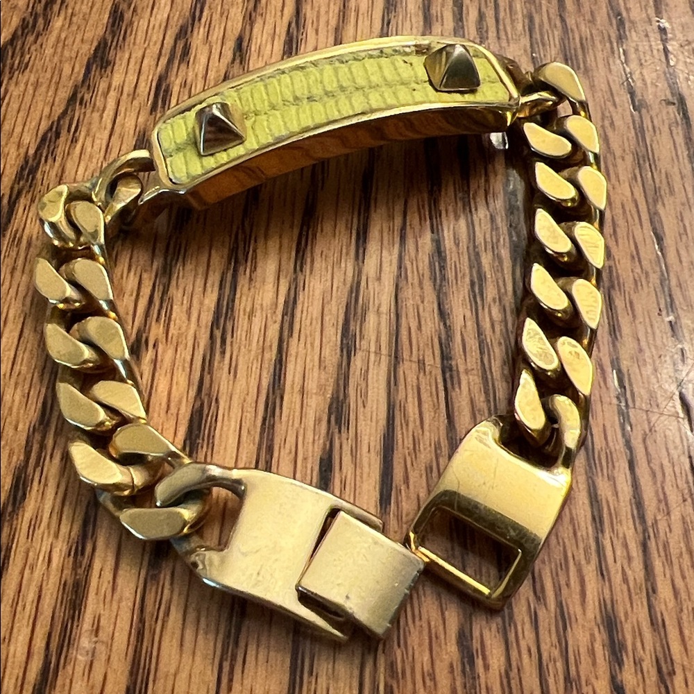 Vince Camuto ID Bracelet Gold and Yellow Spike Studs Chain Link Jewelry